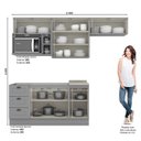 Ver imagem 4 de Cozinha Compacta Modulada 7 Portas 3 Gavetas Emily Cinza/Calcare