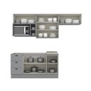 Ver imagem 2 de Cozinha Completa Modulada 5 Peças 100% MDF 7 Portas e Nicho para Microondas Branco/Calcare Emily