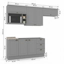 Ver imagem 3 de Cozinha Completa Modulada 6 Peças 100% MDF 7 Portas e Nicho para Microondas Cinza/Calcare Emily