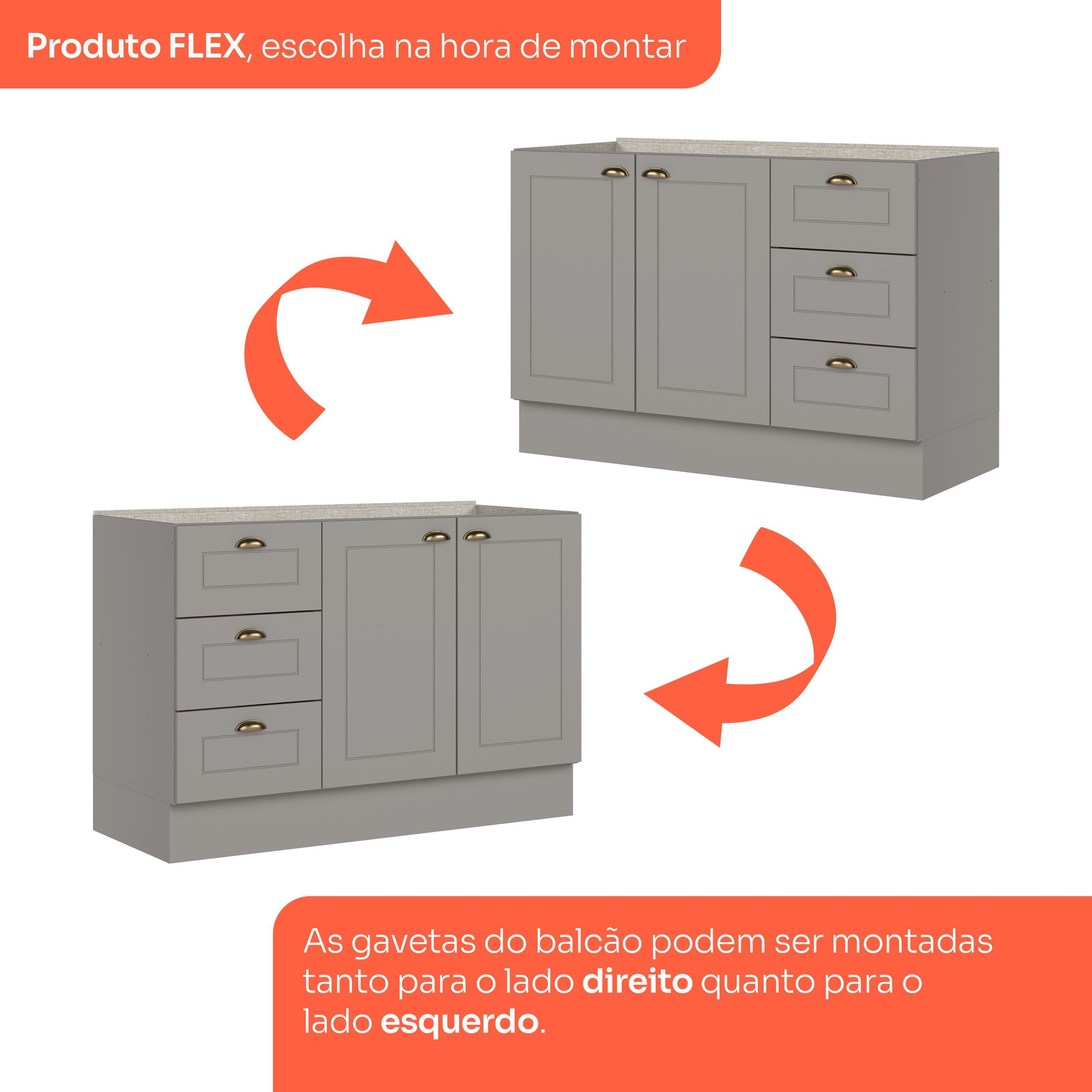 Cozinha Compacta 7 Portas 3 Gavetas Emily | MadeiraMadeira