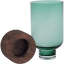 Ver imagem 4 de Mondello Vaso 26x13x13cm Vidro Verde Base Madeira