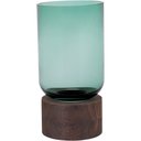 Ver imagem 1 de Mondello Vaso 26x13x13cm Vidro Verde Base Madeira
