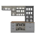 Ver imagem 4 de Cozinha Compacta Modulada 4 Peças com Cristaleira Emily Cinza e Tampo Nature