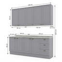 Ver imagem 3 de Cozinha Compacta Modulada 4 Peças 100% MDF 2 Armários Aéreos 2 Balcões com Tampo Cinza/Calcare Emily