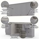 Ver imagem 5 de Cozinha Compacta Modulada 4 Peças 100% MDF 2 Armários Aéreos 2 Balcões com Tampo Cinza/Calcare Emily