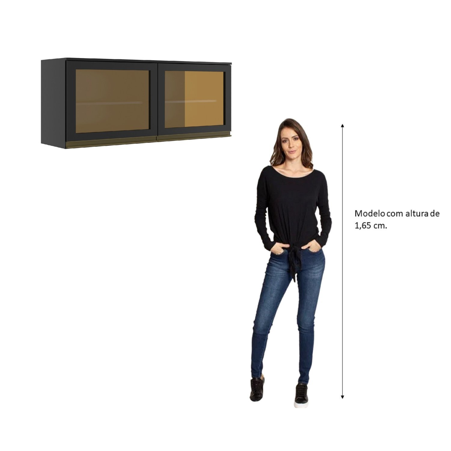 Armario Para Cozinha Aereo Porta De Vidro 120Cm Cecilia  - 6
