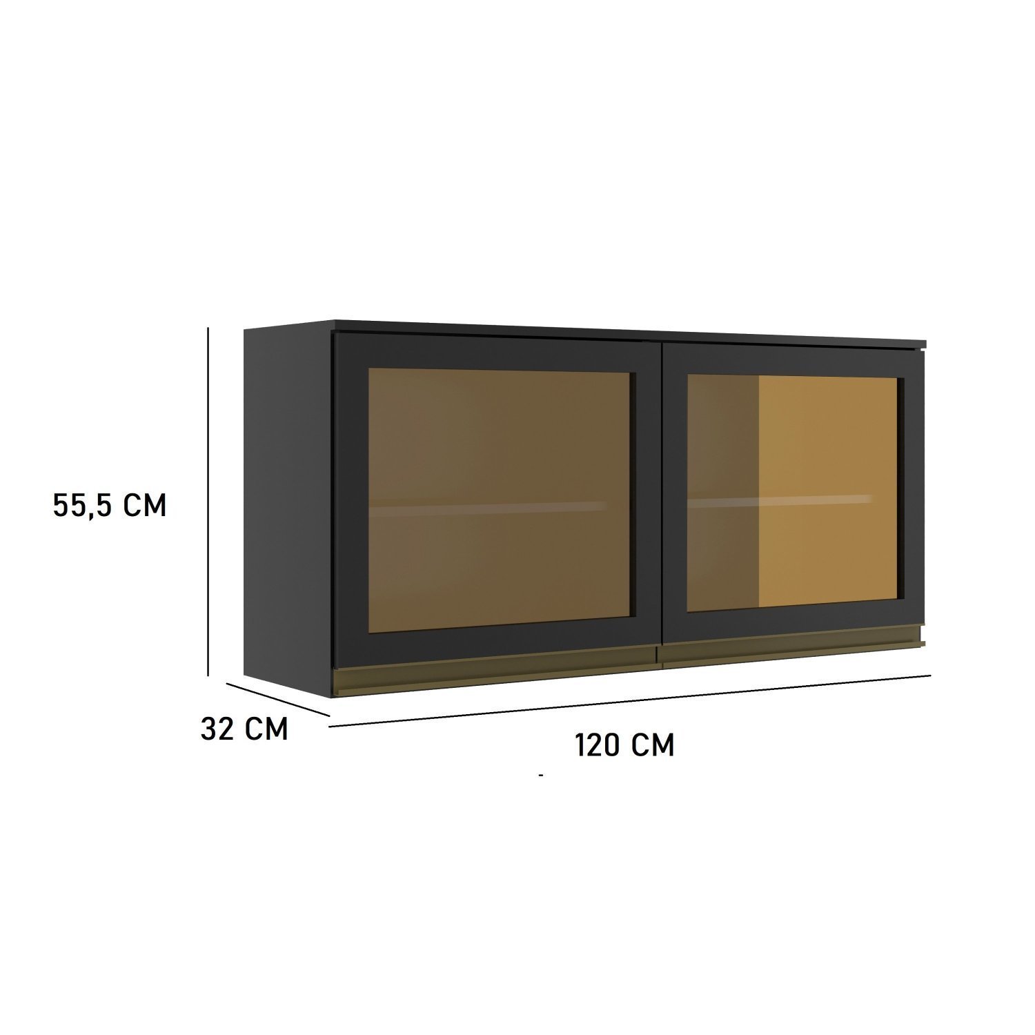 Armario Para Cozinha Aereo Porta De Vidro 120Cm Cecilia  - 3