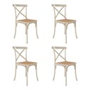 Ver imagem 1 de Kit 4 Cadeiras Cross Katrina X Off White Assento Bege Aço New Green