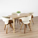 Ver imagem 1 de Conjunto Sala de Jantar Mesa Finlândia 120x75cm com 4 Cadeiras Betina Giratória Linho Bege/Creme