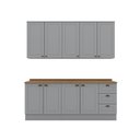 Ver imagem 2 de Cozinha Compacta Modulada 4 Peças Emily Cinza/Nature