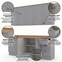 Ver imagem 5 de Cozinha Compacta Modulada 4 Peças 100% MDF 2 Armários Aéreos 2 Balcões com Tampo Cinza/Nature Emily