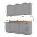 Ver imagem 3 de Cozinha Compacta Modulada 4 Peças 100% MDF 2 Armários Aéreos 2 Balcões com Tampo Cinza/Nature Emily