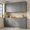 Ver imagem 1 de Cozinha Compacta Modulada 4 Peças 100% MDF 2 Armários Aéreos 2 Balcões com Tampo Cinza/Nature Emily