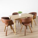 Ver imagem 1 de Conjunto Sala de Jantar Mesa Finlândia 120x75cm com 4 Cadeiras Betina Giratória PU Marrom