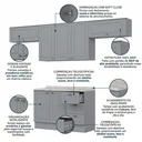 Ver imagem 5 de Cozinha Compacta Modulada 4 Peças 100% MDF 3 Armários Aéreos e Balcão com Tampo Cinza/Calcare Emily
