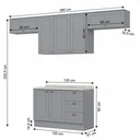 Ver imagem 3 de Cozinha Compacta Modulada 4 Peças 100% MDF 3 Armários Aéreos e Balcão com Tampo Cinza/Calcare Emily