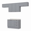 Ver imagem 2 de Cozinha Compacta Modulada 4 Peças 100% MDF 3 Armários Aéreos e Balcão com Tampo Cinza/Calcare Emily