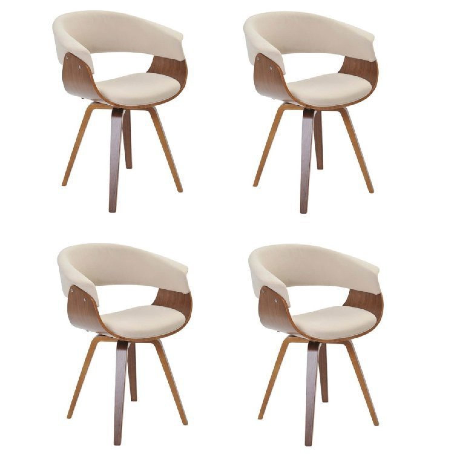 Conjunto Sala de Jantar Mesa Finlândia Nogueira 120x75cm com 4 Cadeiras Betina Linho  - 2