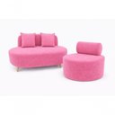 Ver imagem 1 de Kit Sofá Orgânico Feijão 2 Lugares 115cm Rosa Veludo Poltrona Flora do Lar