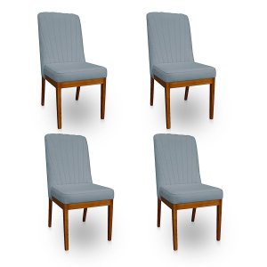 Kit 4 Cadeira Auri para Sala de Jantar Cozinha Madeira Maciça Veludo Cinza Grafite