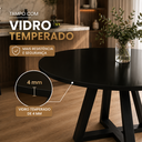 Ver imagem 3 de Mesa Jantar 100cm Tampo MDF/Vidro Redonda 4 Lugares Pés Madeira Maciça Preto
