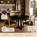 Ver imagem 2 de Mesa Jantar 100cm Tampo MDF/Vidro Redonda 4 Lugares Pés Madeira Maciça Preto