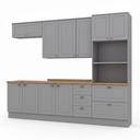 Ver imagem 2 de Cozinha Completa Modulada 5 Peças em MDF Torre Quente e Balcão com Tampo Cooktop Cinza/Nature Emily