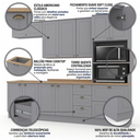 Ver imagem 5 de Cozinha Completa Modulada 5 Peças em MDF Torre Quente e Balcão com Tampo Cooktop Cinza/Nature Emily