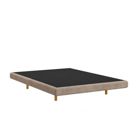 Cama Box Casal Osaka Flutuante Estilo Japonesa 138x188 Base Estofada Bouclê Capuccino - Abmaza