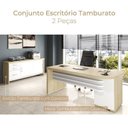 Ver imagem 5 de Conjunto 2 Peças 1 Mesa 180cm Tamburato 4 Gavetas com Balcão 2 Portas 3 Carvalho Branco Artany