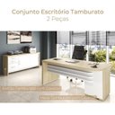 Ver imagem 5 de Conjunto 2 Peças 1 Mesa 180cm Tamburato 4 Gavetas com Balcão 2 Portas 3 Carvalho Branco