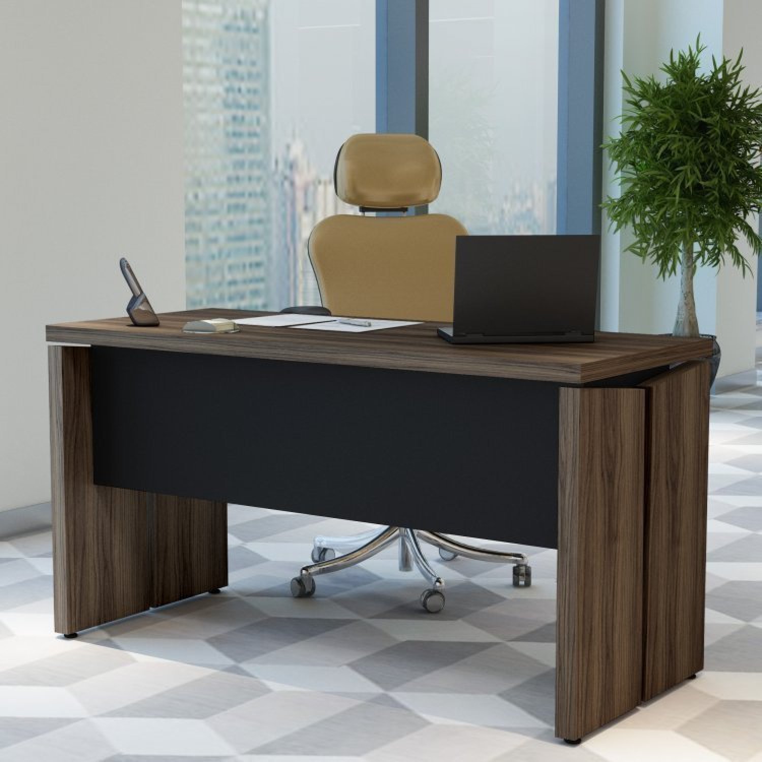 Conjunto Home Office 3 Peças 1 Mesa 140cm 2 Gavetas com Chave 1 Mesa 120cm 1 Gaveteiro 3 Gavetas Artany - 11