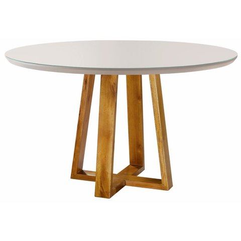 Mesa de Jantar Redonda com Vidro 1,20m - Natalle - Móveis Mundial