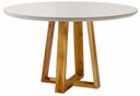 Ver imagem 1 de Mesa de Jantar Redonda com Vidro 1,20m - Natalle - Móveis Mundial