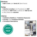 Ver imagem 4 de Guarda Roupa Solteiro 2 Portas de Correr com Espelho MDF Splendi 165x232 cm Branco Absoluto Zanz