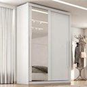 Ver imagem 2 de Guarda Roupa Solteiro 2 Portas de Correr com Espelho MDF Splendi 165x232 cm Branco Absoluto Zanz