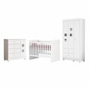 Ver imagem 3 de Quarto de Bebê Completo 100% MDF Berço Guarda-Roupa 3 Portas Ternura Branco