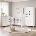 Ver imagem 1 de Quarto de Bebê Completo 100% MDF Berço Guarda-Roupa 3 Portas Ternura Branco