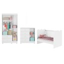Ver imagem 4 de Quarto de Bebê Completo 100% MDF Berço Guarda-Roupa 3 Portas Ternura Branco