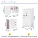 Ver imagem 3 de Quarto de Bebê Completo 100% MDF Berço Guarda-Roupa 3 Portas Ternura Branco