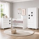 Ver imagem 1 de Quarto de Bebê Completo 100% MDF Berço Guarda-Roupa 3 Portas Ternura Branco