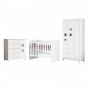 Ver imagem 2 de Quarto de Bebê Completo 100% MDF Berço Guarda-Roupa 3 Portas Ternura Branco