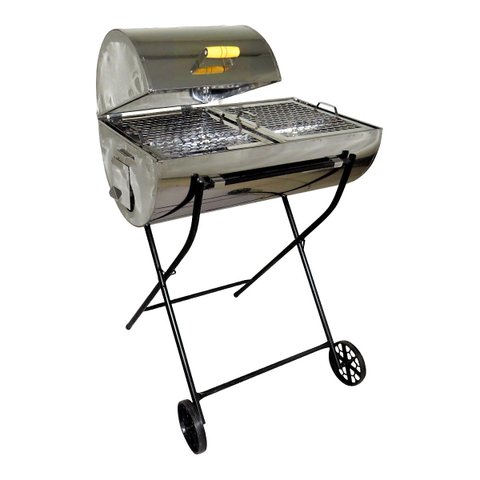Churrasqueira Brasão Mista Inox Grelha Carrinho 100x70x40cm Ouro Minas