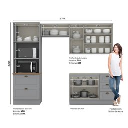 Cozinha Compacta 8 Portas 5 Gavetas Peças Emily - 4