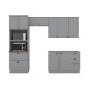 Ver imagem 3 de Cozinha Compacta Modulada 8 Portas 5 Gavetas Peças Emily Cinza/Nature