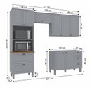 Ver imagem 3 de Cozinha Compacta Modulada 4 Peças 100% MDF com Torre Quente e Balcão sem Tampo Cinza/Nature Emily