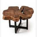 Ver imagem 1 de Mesa de Centro Sala Redonda Madeira Macica Pe de Metal Industrial 61x53cm