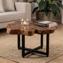 Ver imagem 4 de Mesa de Centro Sala Redonda Madeira Macica Pe de Metal Industrial 61x53cm