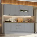 Ver imagem 1 de Cozinha Compacta Modulada 7 Peças 11 Portas 3 Gavetas Emily Cinza/Nature