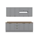 Ver imagem 3 de Cozinha Compacta Modulada 7 Peças 11 Portas 3 Gavetas Emily Cinza/Nature